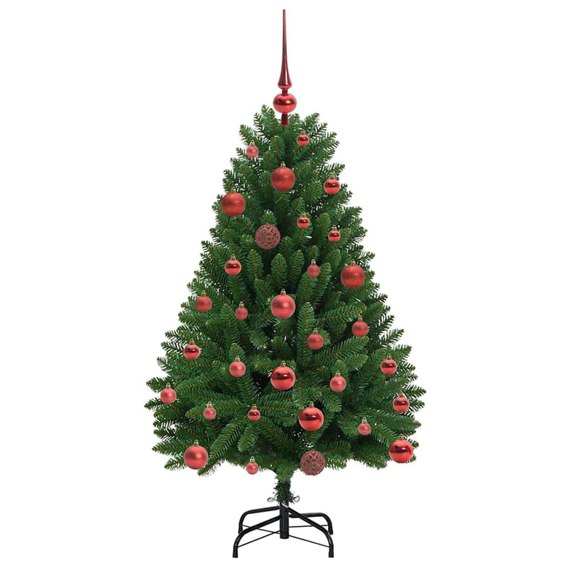 vidaXL Mű karácsonyfa LED -es lámpákkal Zöld 120 cm PVC és fém