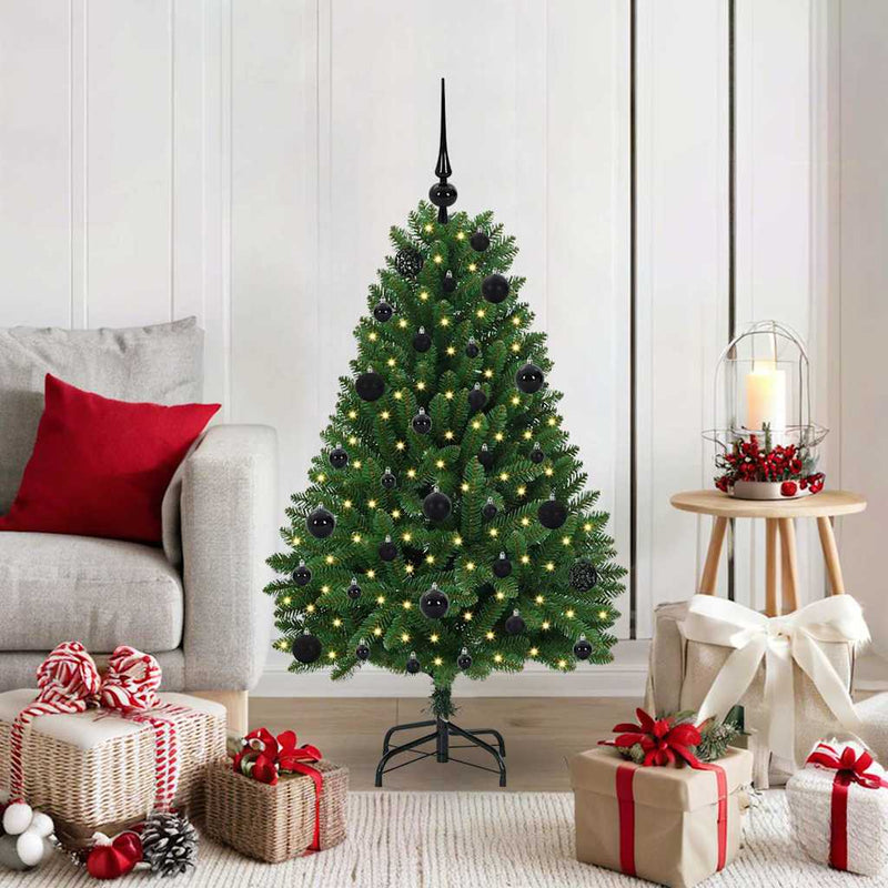 vidaXL Mű karácsonyfa LED -es lámpákkal Zöld 120 cm PVC és fém