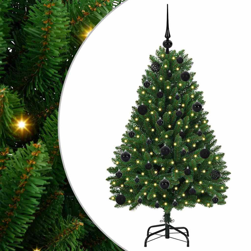 vidaXL Mű karácsonyfa LED -es lámpákkal Zöld 120 cm PVC és fém
