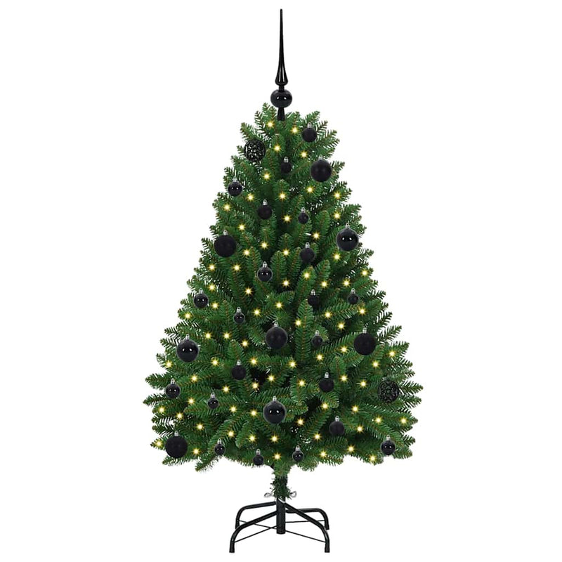 vidaXL Mű karácsonyfa LED -es lámpákkal Zöld 120 cm PVC és fém
