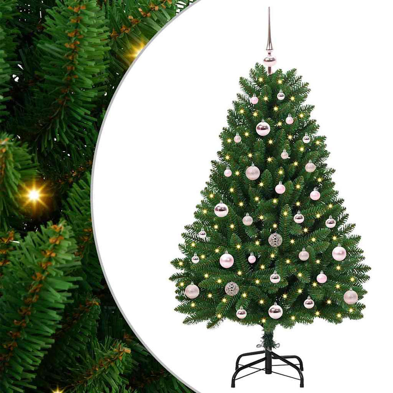 vidaXL Mű karácsonyfa LED -es lámpákkal Zöld 120 cm PVC és fém