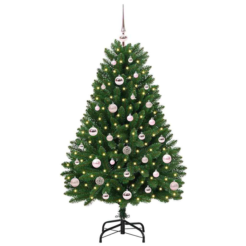 vidaXL Mű karácsonyfa LED -es lámpákkal Zöld 120 cm PVC és fém