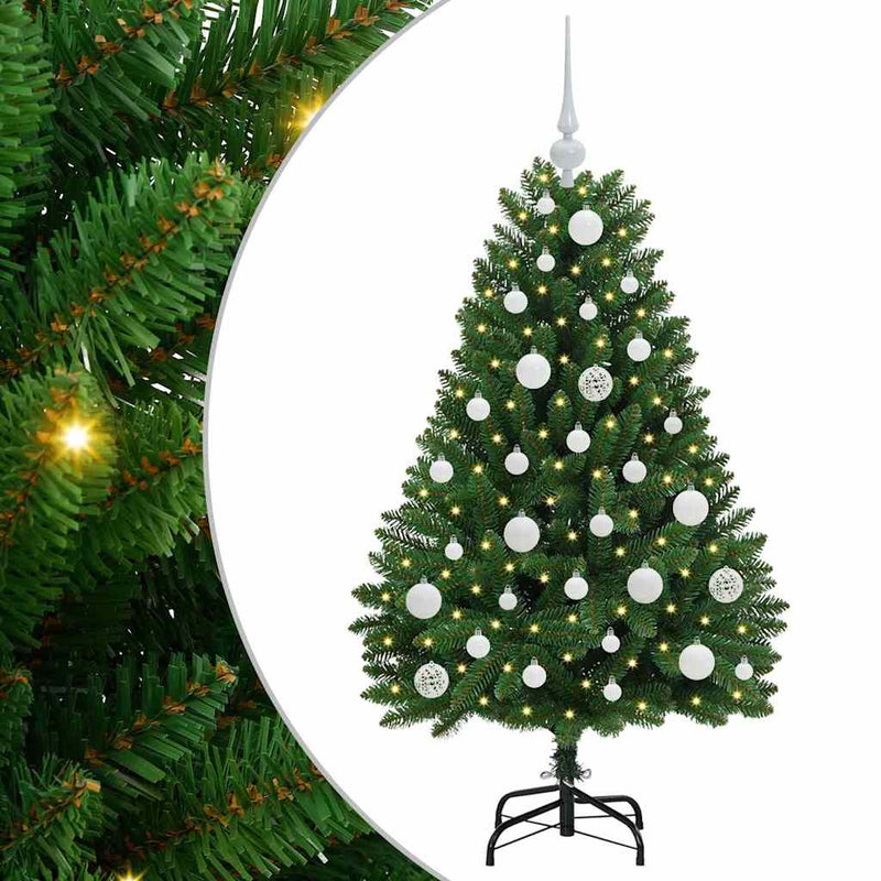 vidaXL Mű karácsonyfa LED -es lámpákkal Zöld 120 cm PVC és fém