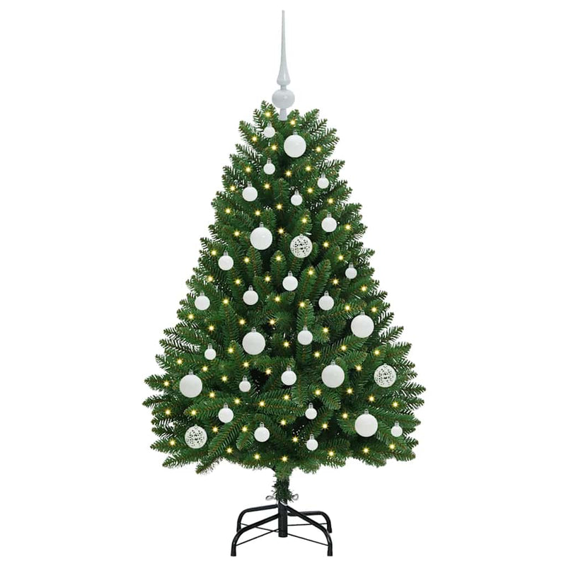 vidaXL Mű karácsonyfa LED -es lámpákkal Zöld 120 cm PVC és fém