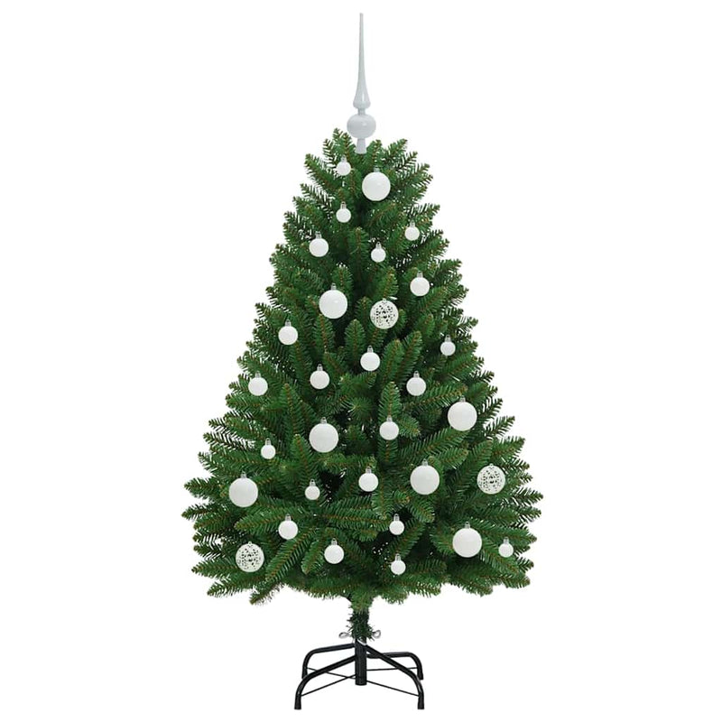 vidaXL Mű karácsonyfa LED -es lámpákkal Zöld 120 cm PVC és fém