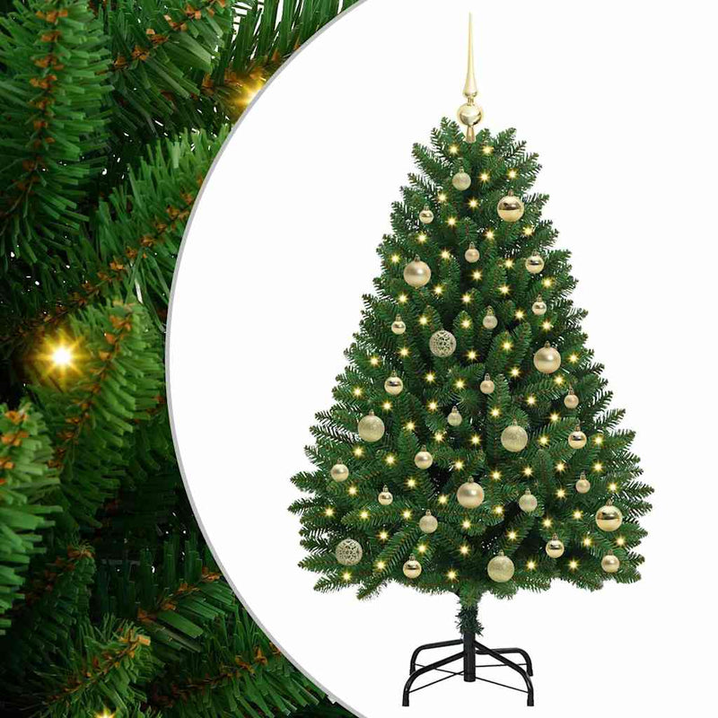 vidaXL Mű karácsonyfa LED -es lámpákkal Zöld 120 cm PVC és fém