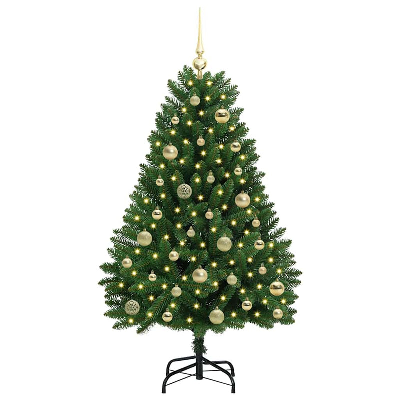 vidaXL Mű karácsonyfa LED -es lámpákkal Zöld 120 cm PVC és fém