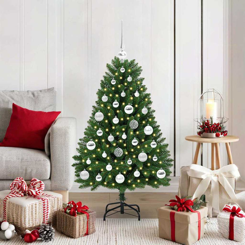 vidaXL Mű karácsonyfa LED -es lámpákkal Zöld 120 cm PVC és fém