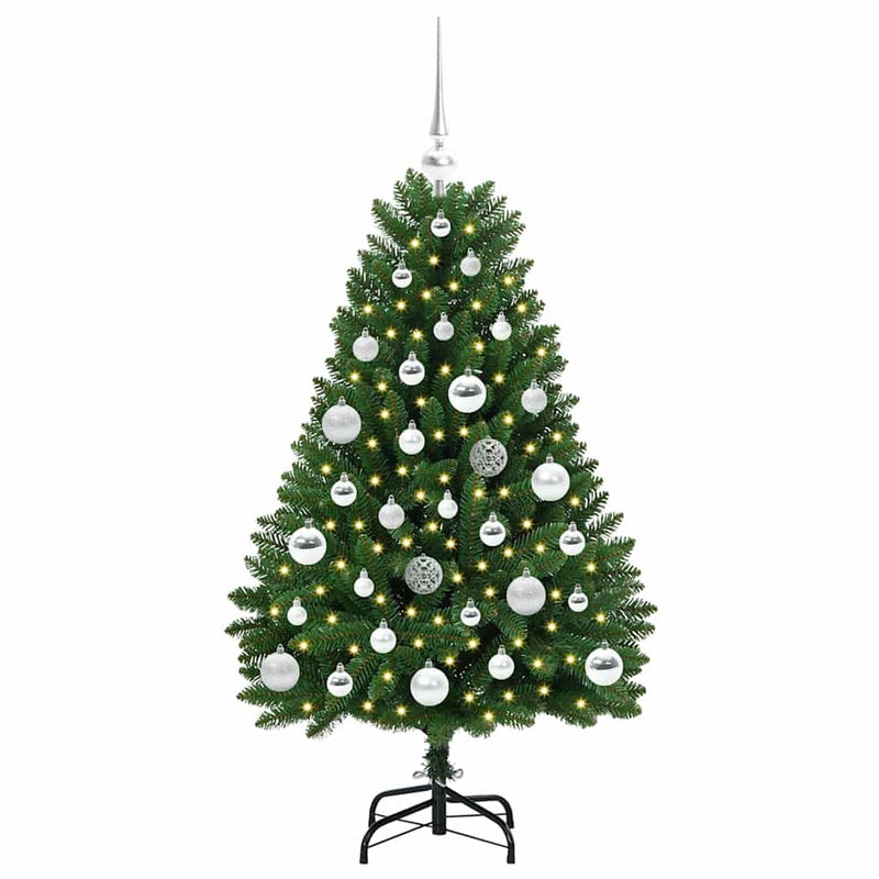 vidaXL Mű karácsonyfa LED -es lámpákkal Zöld 120 cm PVC és fém