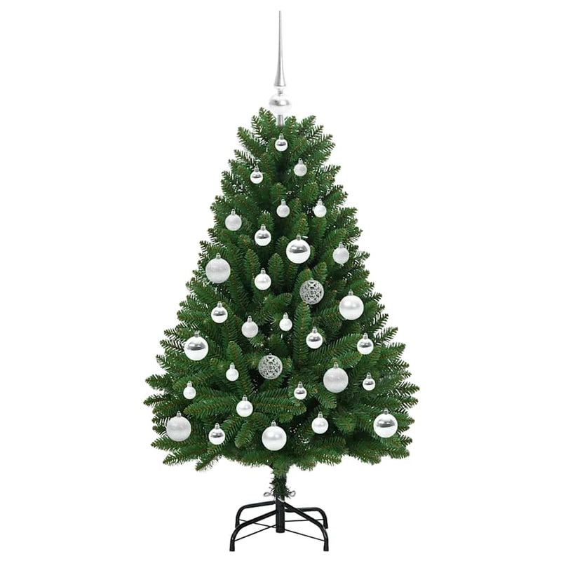 vidaXL Mű karácsonyfa LED -es lámpákkal Zöld 120 cm PVC és fém