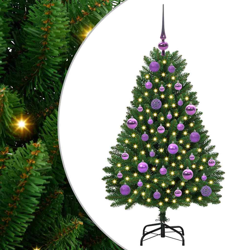 vidaXL Mű karácsonyfa LED -es lámpákkal Zöld 120 cm PVC és fém