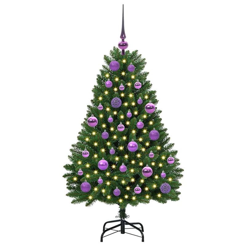 vidaXL Mű karácsonyfa LED -es lámpákkal Zöld 120 cm PVC és fém