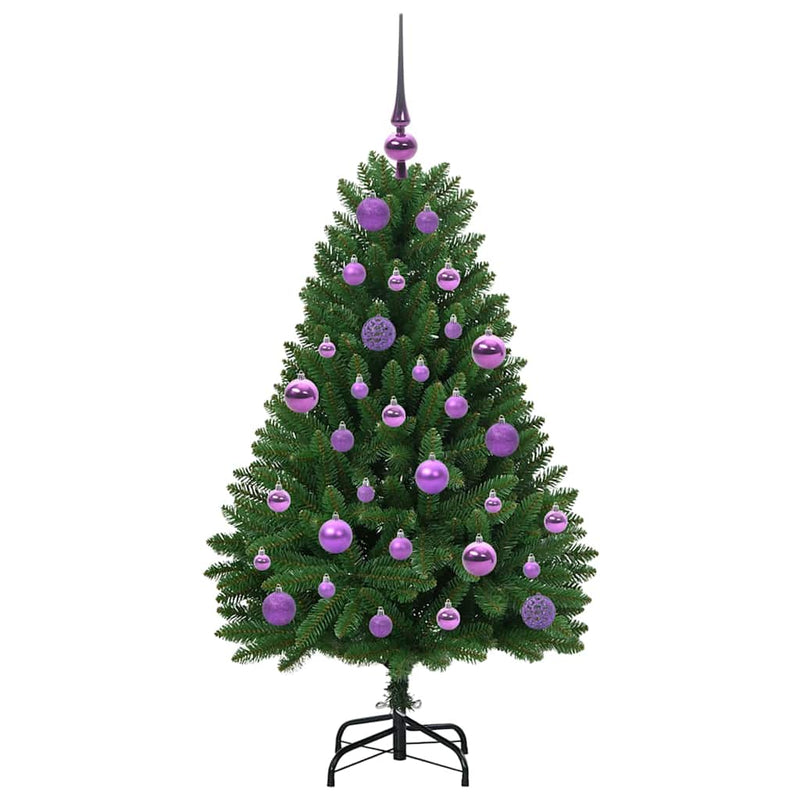 vidaXL Mű karácsonyfa LED -es lámpákkal Zöld 120 cm PVC és fém
