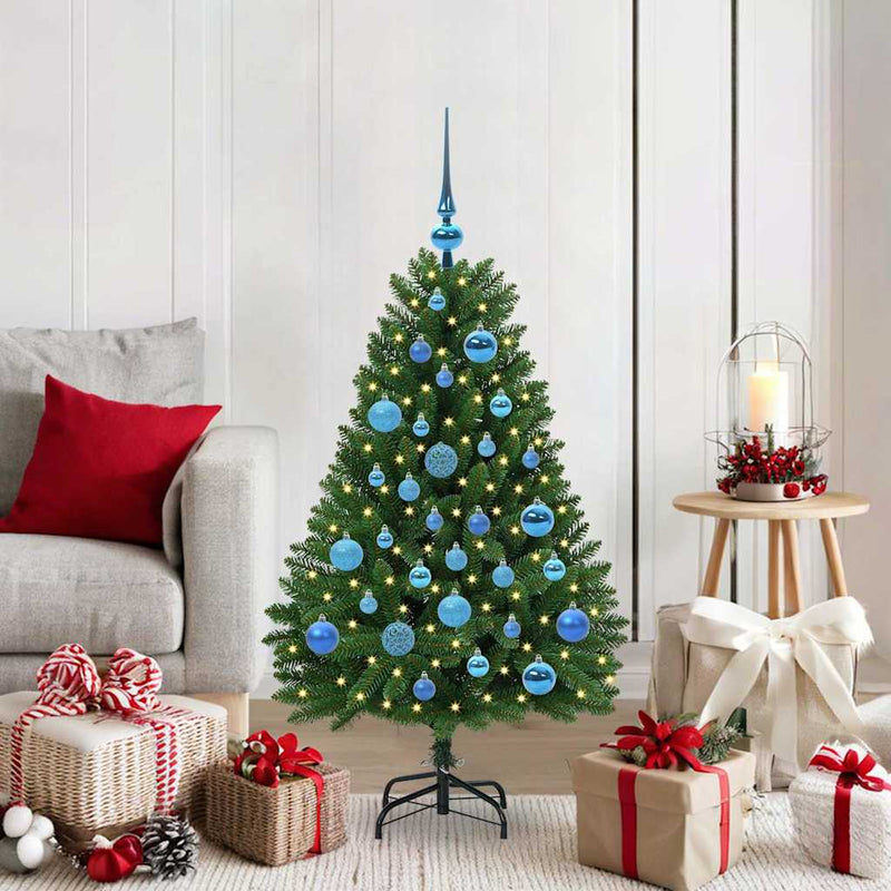 vidaXL Mű karácsonyfa LED -es lámpákkal Zöld 120 cm PVC és fém