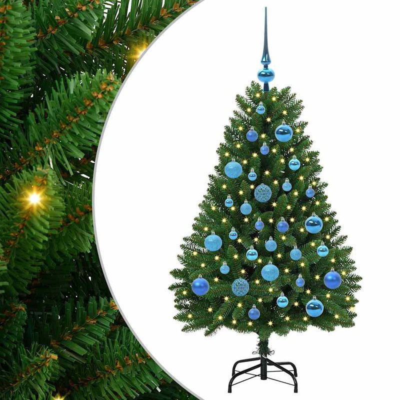 vidaXL Mű karácsonyfa LED -es lámpákkal Zöld 120 cm PVC és fém