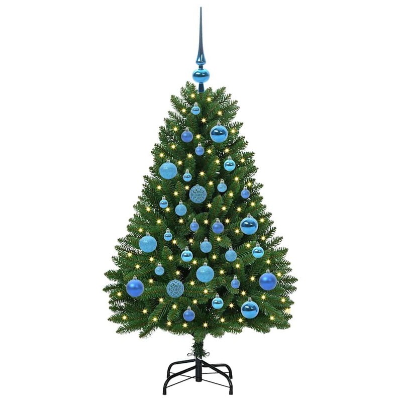 vidaXL Mű karácsonyfa LED -es lámpákkal Zöld 120 cm PVC és fém