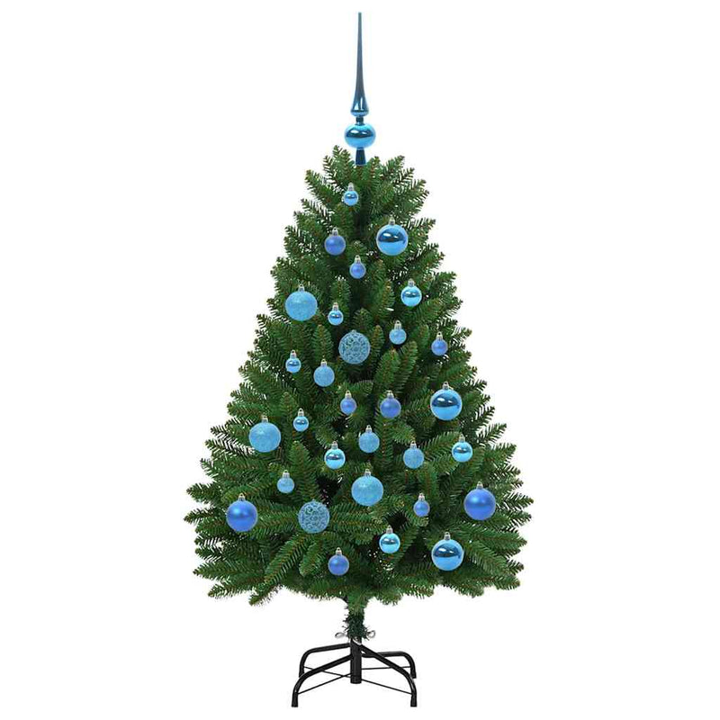 vidaXL Mű karácsonyfa LED -es lámpákkal Zöld 120 cm PVC és fém