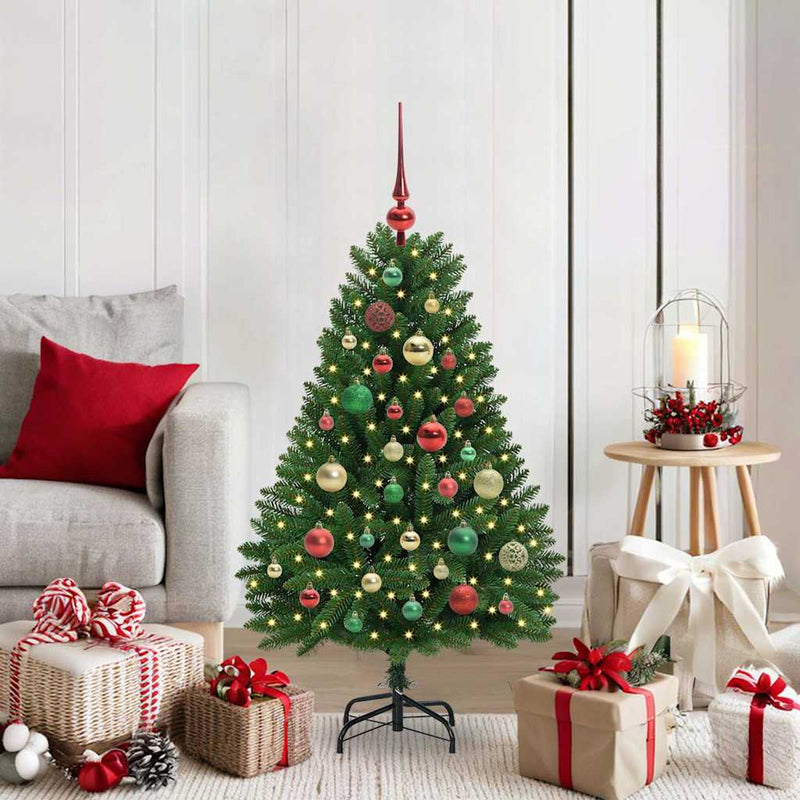 vidaXL Mű karácsonyfa LED -es lámpákkal Zöld 120 cm PVC és fém