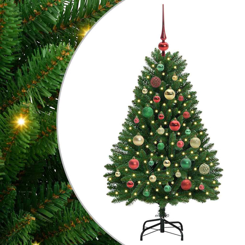 vidaXL Mű karácsonyfa LED -es lámpákkal Zöld 120 cm PVC és fém