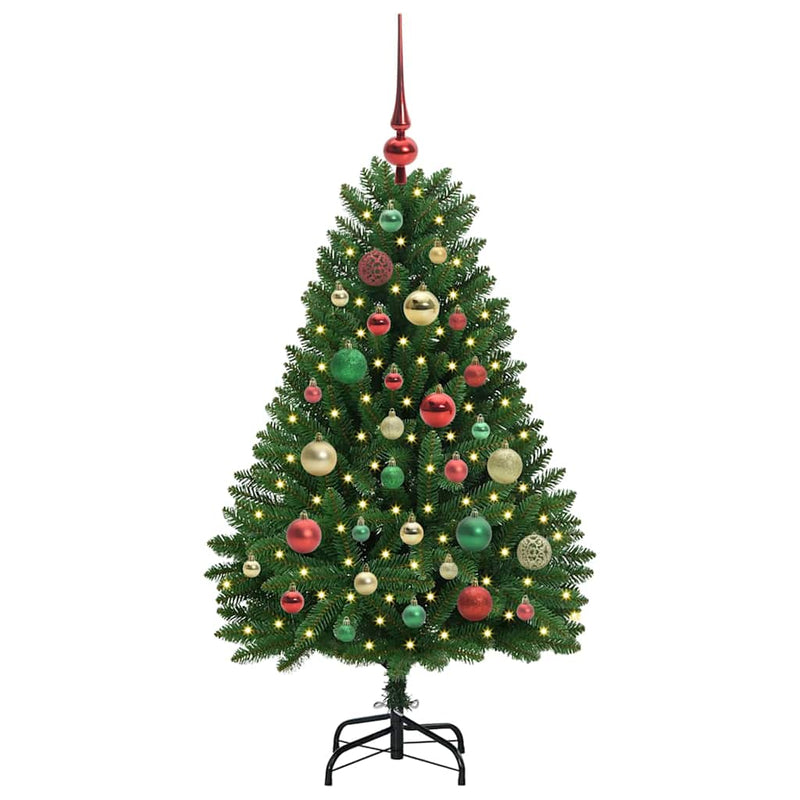 vidaXL Mű karácsonyfa LED -es lámpákkal Zöld 120 cm PVC és fém