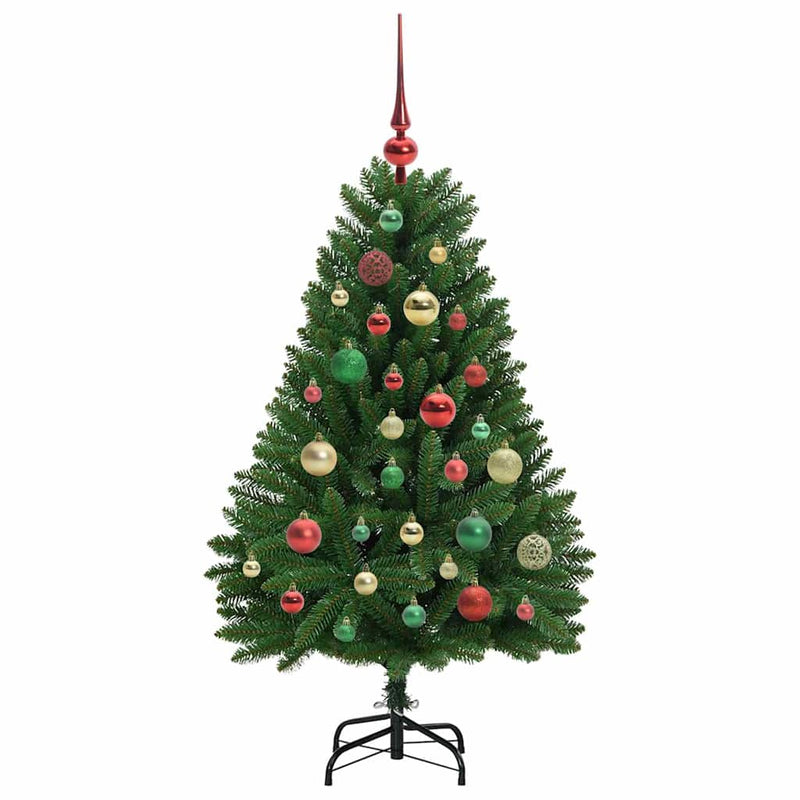 vidaXL Mű karácsonyfa LED -es lámpákkal Zöld 120 cm PVC és fém