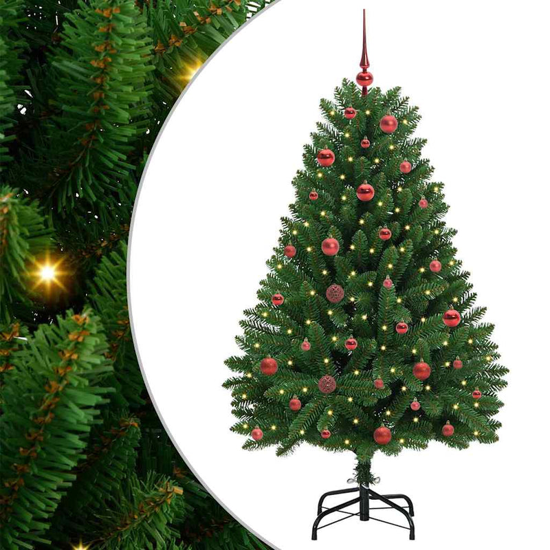 vidaXL Mű karácsonyfa LED -es lámpákkal Zöld 150 cm PVC és fém