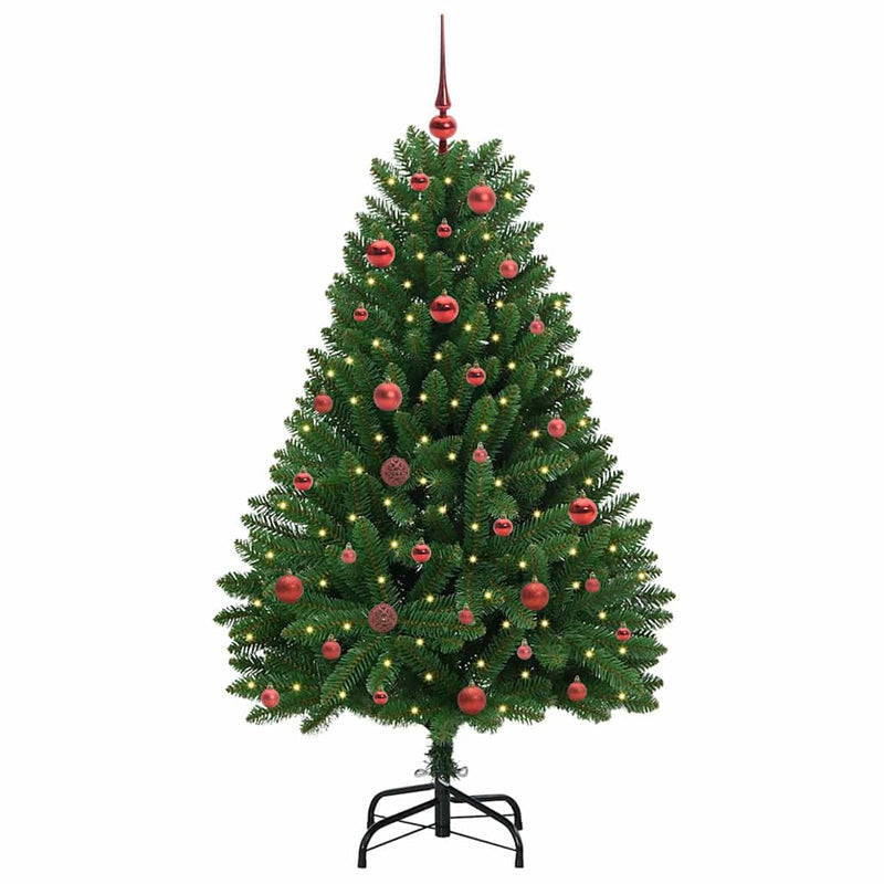 vidaXL Mű karácsonyfa LED -es lámpákkal Zöld 150 cm PVC és fém