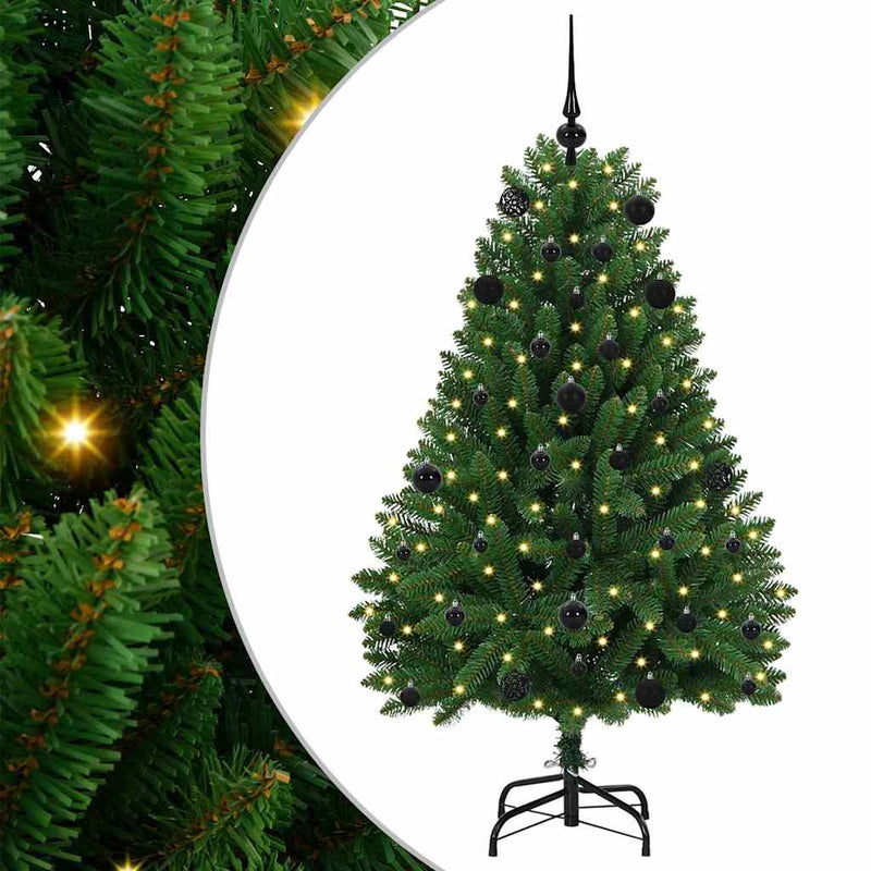 vidaXL Mű karácsonyfa LED -es lámpákkal Zöld 150 cm PVC és fém