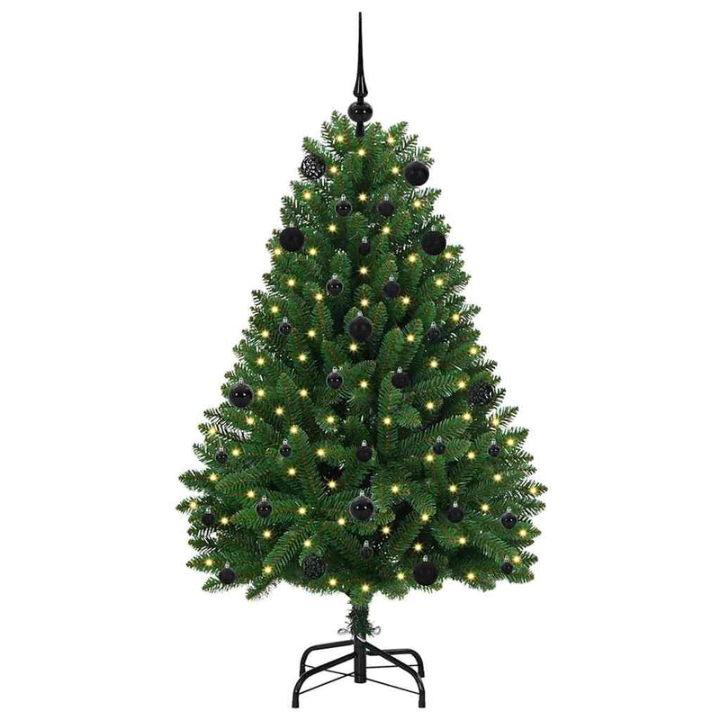 vidaXL Mű karácsonyfa LED -es lámpákkal Zöld 150 cm PVC és fém