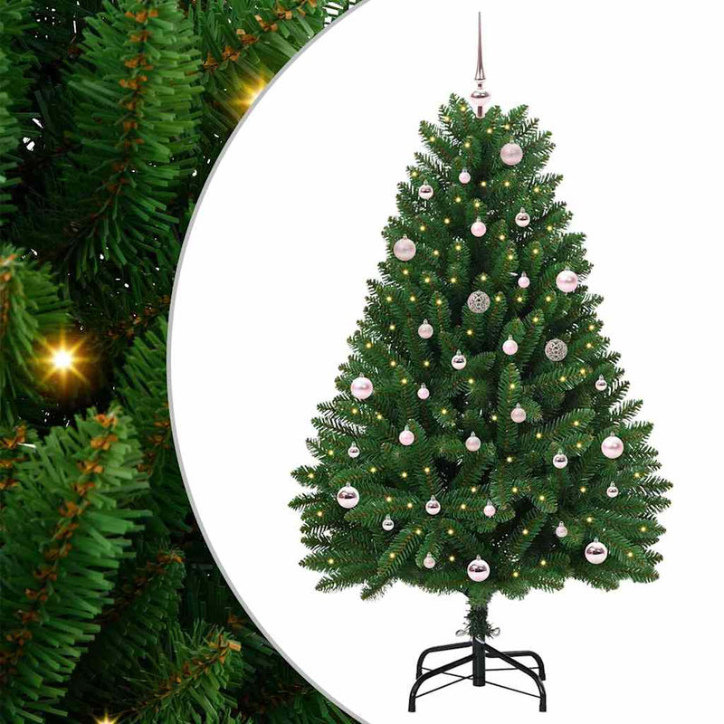vidaXL Mű karácsonyfa LED -es lámpákkal Zöld 150 cm PVC és fém