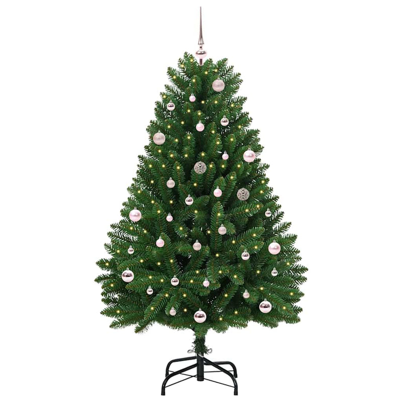 vidaXL Mű karácsonyfa LED -es lámpákkal Zöld 150 cm PVC és fém
