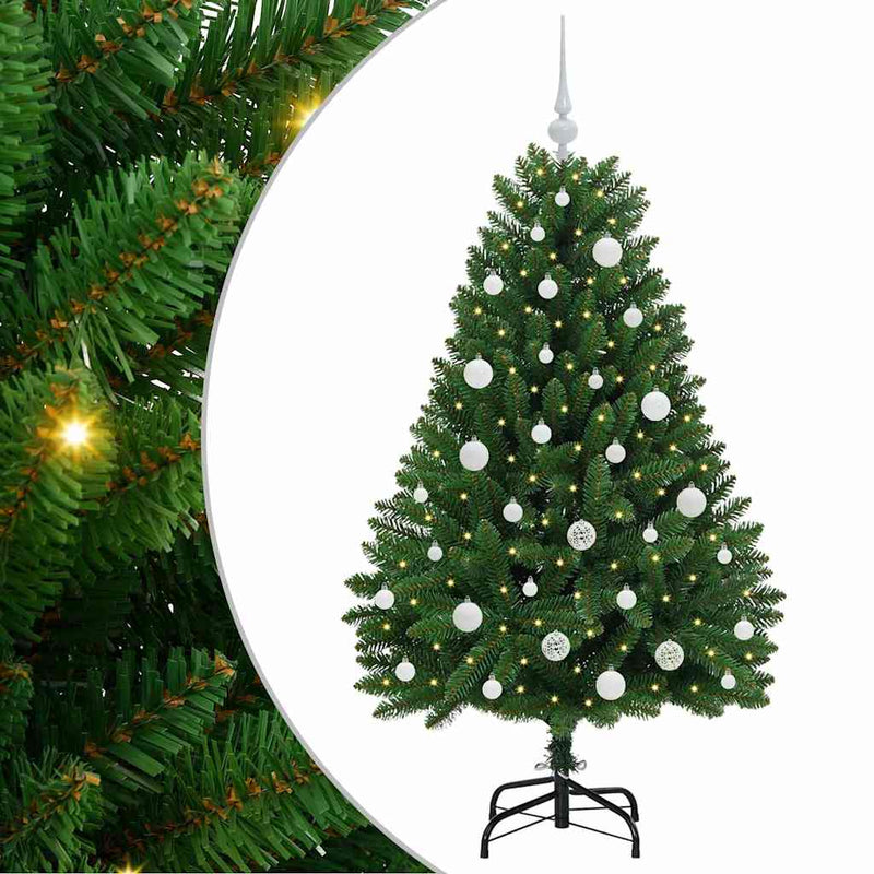 vidaXL Mű karácsonyfa LED -es lámpákkal Zöld 150 cm PVC és fém