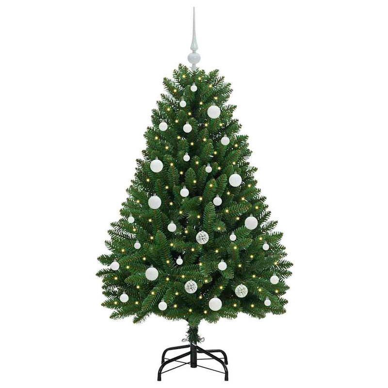 vidaXL Mű karácsonyfa LED -es lámpákkal Zöld 150 cm PVC és fém