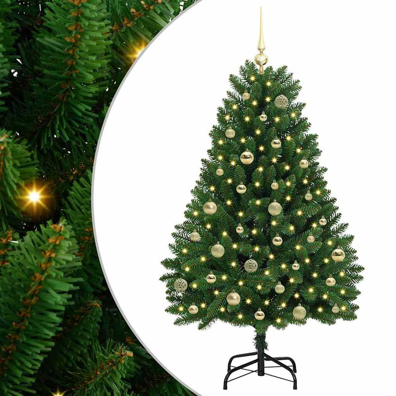 vidaXL Mű karácsonyfa LED -es lámpákkal Zöld 150 cm PVC és fém