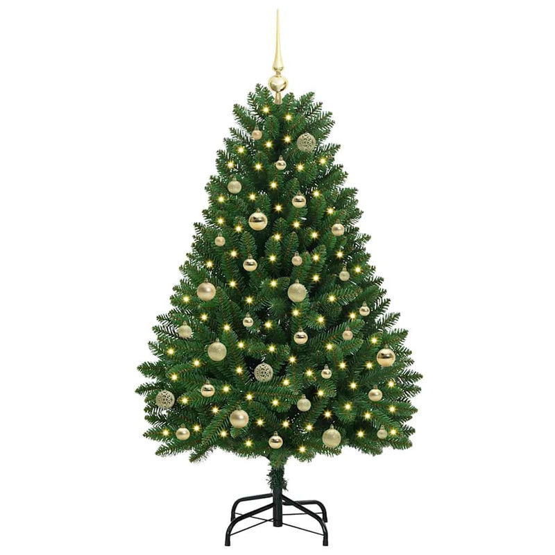 vidaXL Mű karácsonyfa LED -es lámpákkal Zöld 150 cm PVC és fém