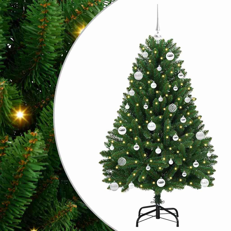 vidaXL Mű karácsonyfa LED -es lámpákkal Zöld 150 cm PVC és fém
