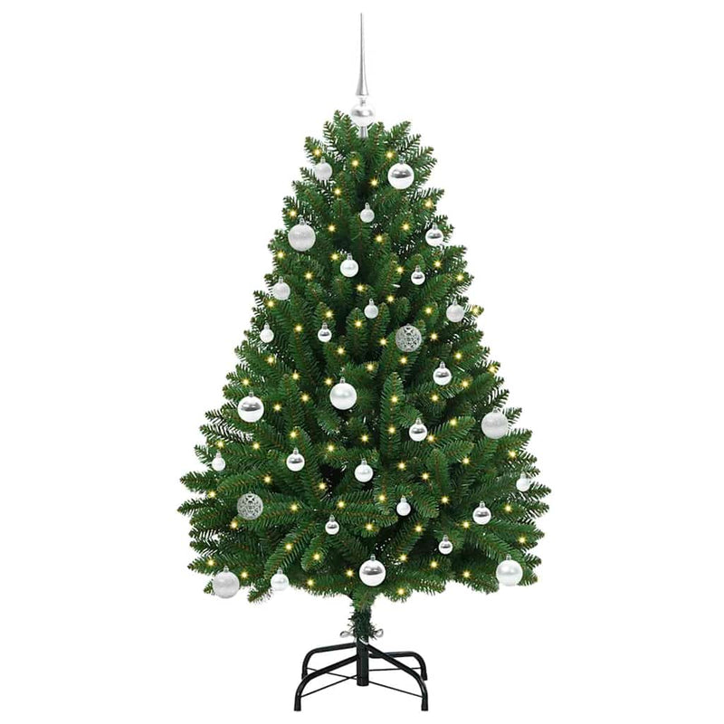 vidaXL Mű karácsonyfa LED -es lámpákkal Zöld 150 cm PVC és fém
