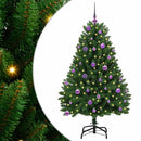 vidaXL Mű karácsonyfa 150 LED-del Zöld 150 cm PVC és fém