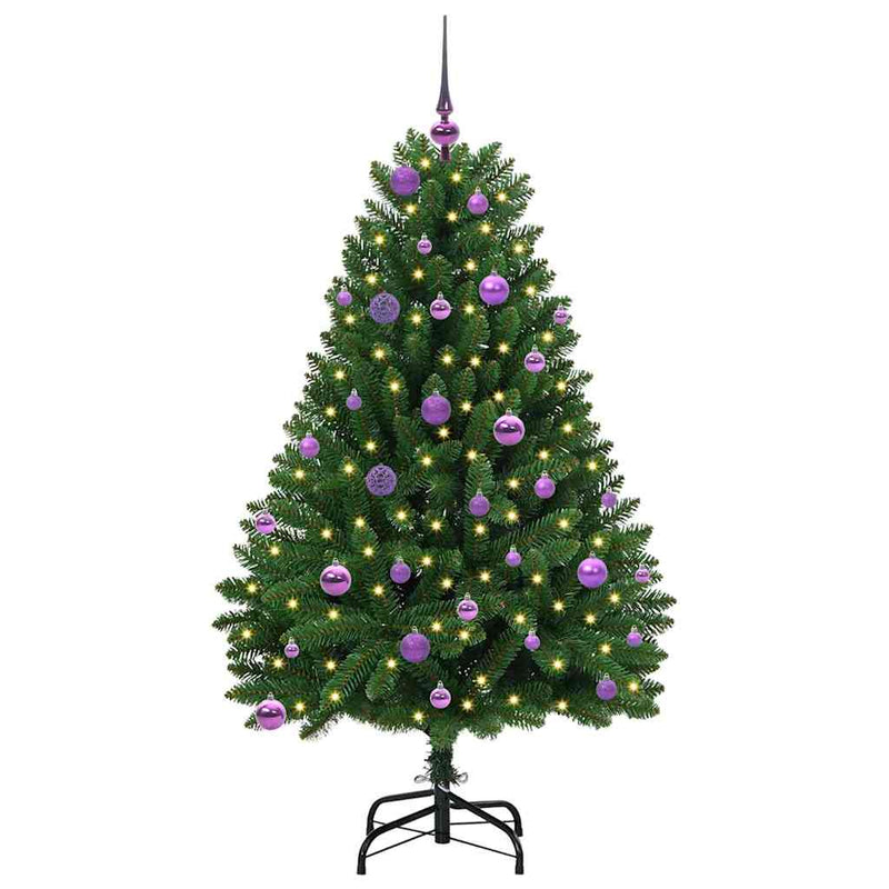 vidaXL Mű karácsonyfa LED -es lámpákkal Zöld 150 cm PVC és fém