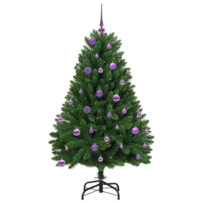 vidaXL Mű karácsonyfa LED -es lámpákkal Zöld 150 cm PVC és fém
