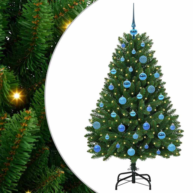 vidaXL Mű karácsonyfa LED -es lámpákkal Zöld 150 cm PVC és fém