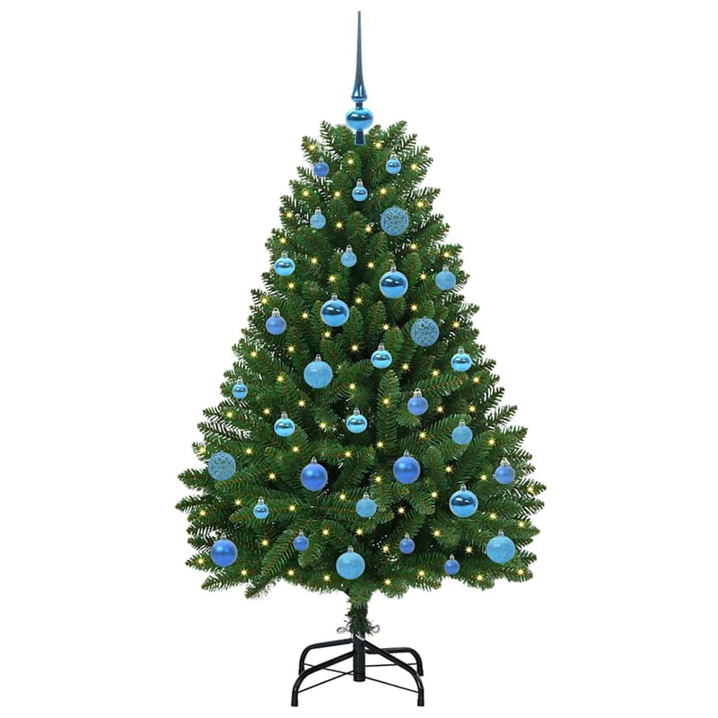 vidaXL Mű karácsonyfa LED -es lámpákkal Zöld 150 cm PVC és fém