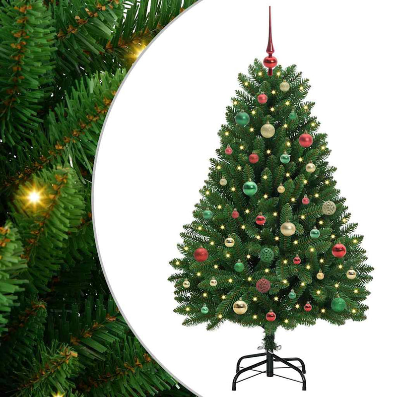 vidaXL Mű karácsonyfa LED -es lámpákkal Zöld 150 cm PVC és fém