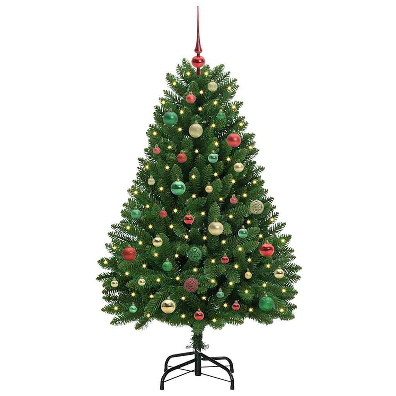 vidaXL Mű karácsonyfa LED -es lámpákkal Zöld 150 cm PVC és fém