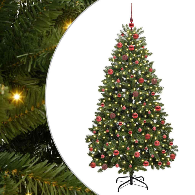 vidaXL Mű karácsonyfa LED -es lámpákkal Zöld 180 cm PVC és fém