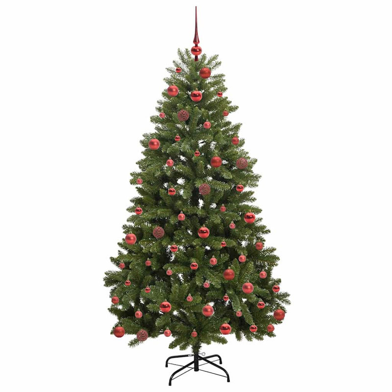 vidaXL Mű karácsonyfa LED -es lámpákkal Zöld 180 cm PVC és fém
