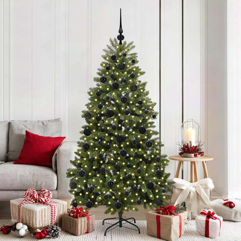 vidaXL Mű karácsonyfa LED -es lámpákkal Zöld 180 cm PVC és fém