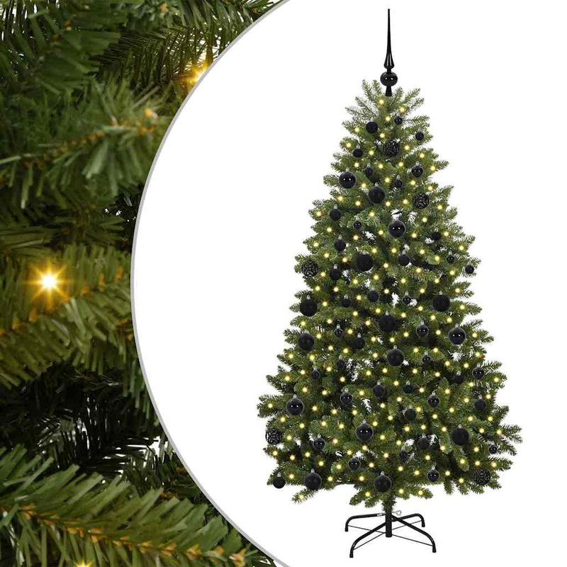 vidaXL Mű karácsonyfa LED -es lámpákkal Zöld 180 cm PVC és fém