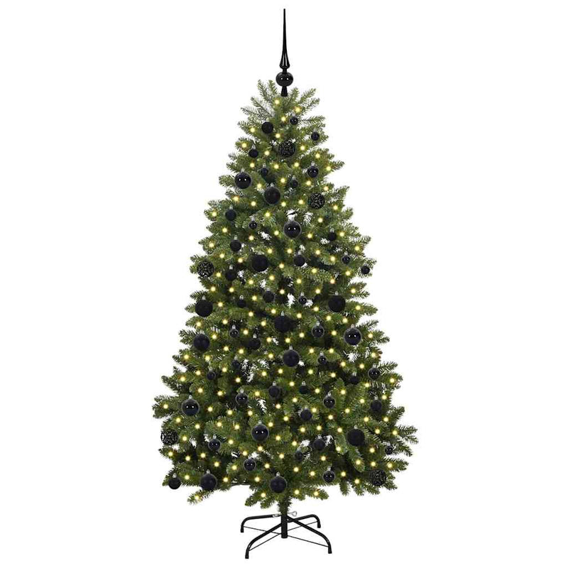 vidaXL Mű karácsonyfa LED -es lámpákkal Zöld 180 cm PVC és fém