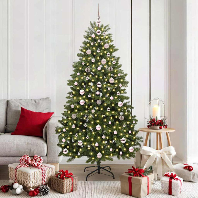 vidaXL Mű karácsonyfa LED -es lámpákkal Zöld 180 cm PVC és fém